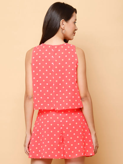 Polka Dot Print Tiered Playsuit