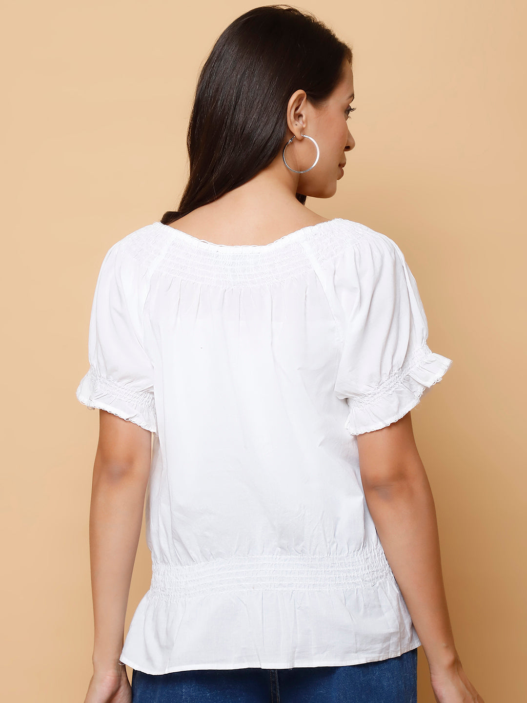 Tiered Embroidered Cinched Top