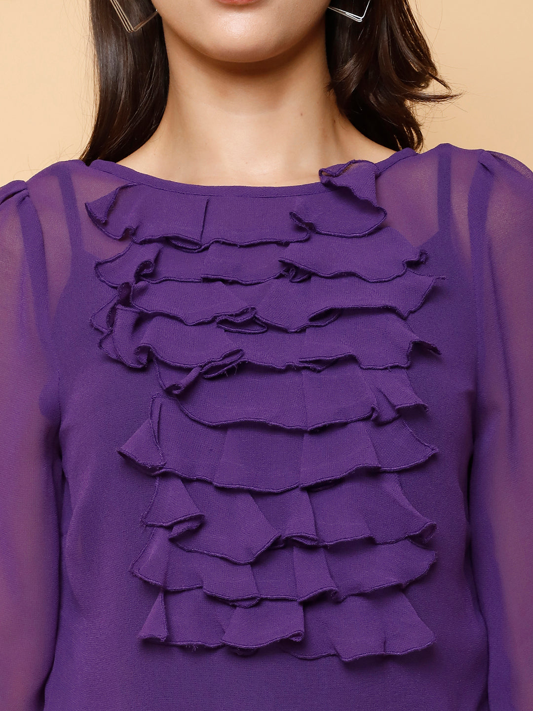 Round-Neck Top with Ruffles