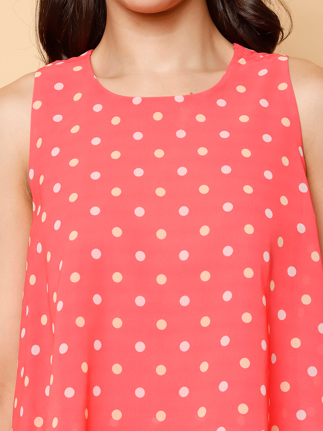 Polka Dot Print Tiered Playsuit