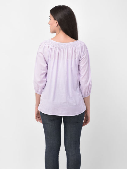 Round-Neck Top with Lace Accent