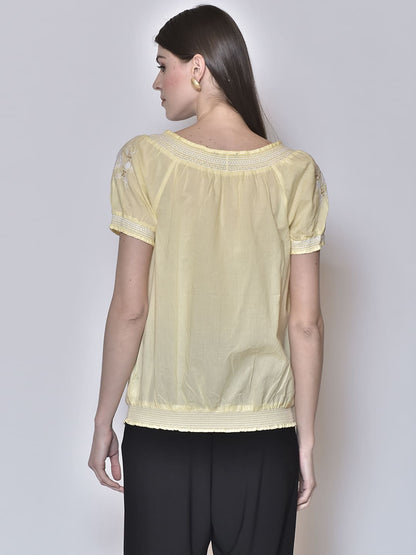 Round Neck Embroidered Top