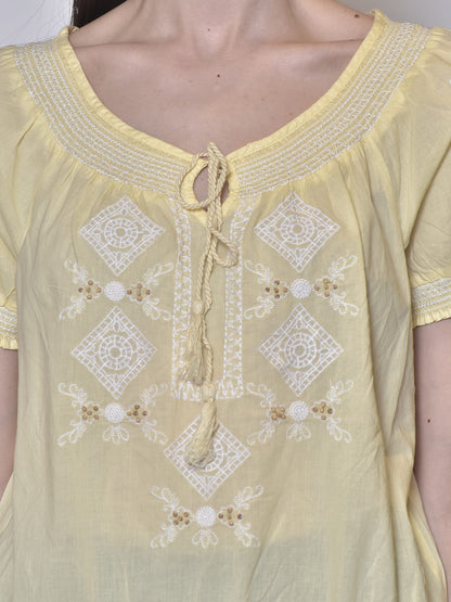 Round Neck Embroidered Top