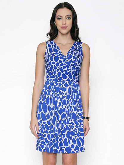 Symmetrical Print  Wrap Mini Dress