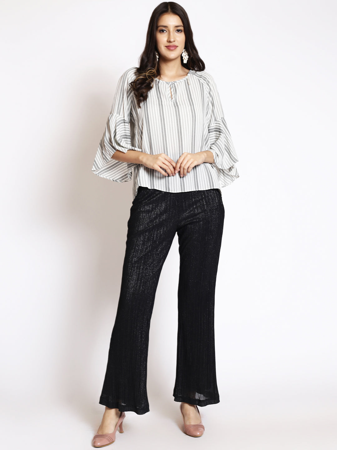 Women's Bell Sleeve Stripped Blouse