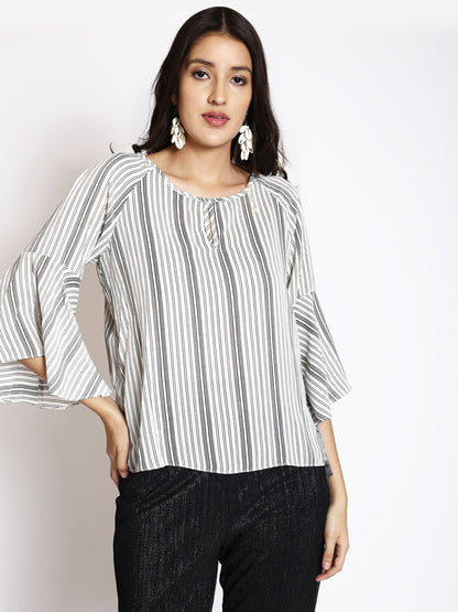 Women's Bell Sleeve Stripped Blouse