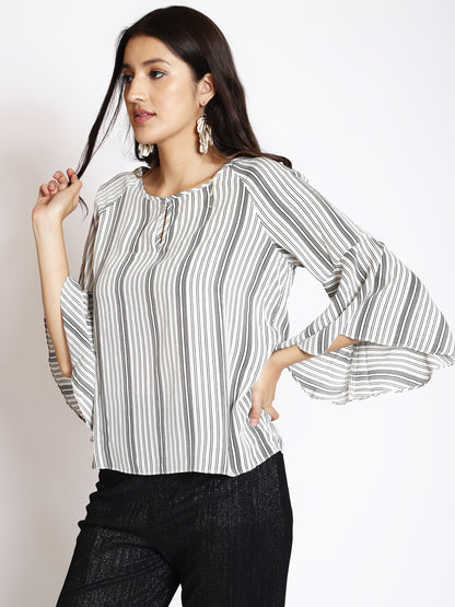 Women's Bell Sleeve Stripped Blouse