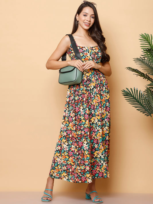 Floral Printed  A-Line Maxi Dress